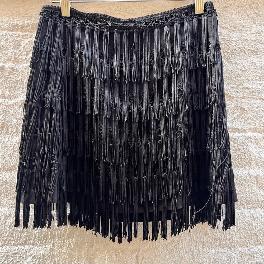 Reformation Black Tassel Mini Skirt Sz S